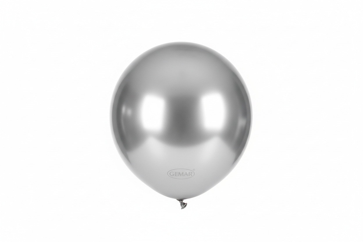 Globo de látex shiny silver brillante Gemar